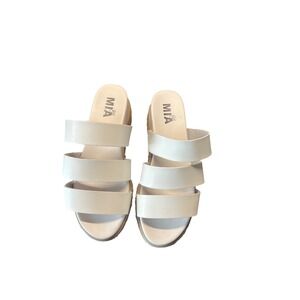 MIA Girl White Platform Espadrille Slide Sandals Women's Size 7